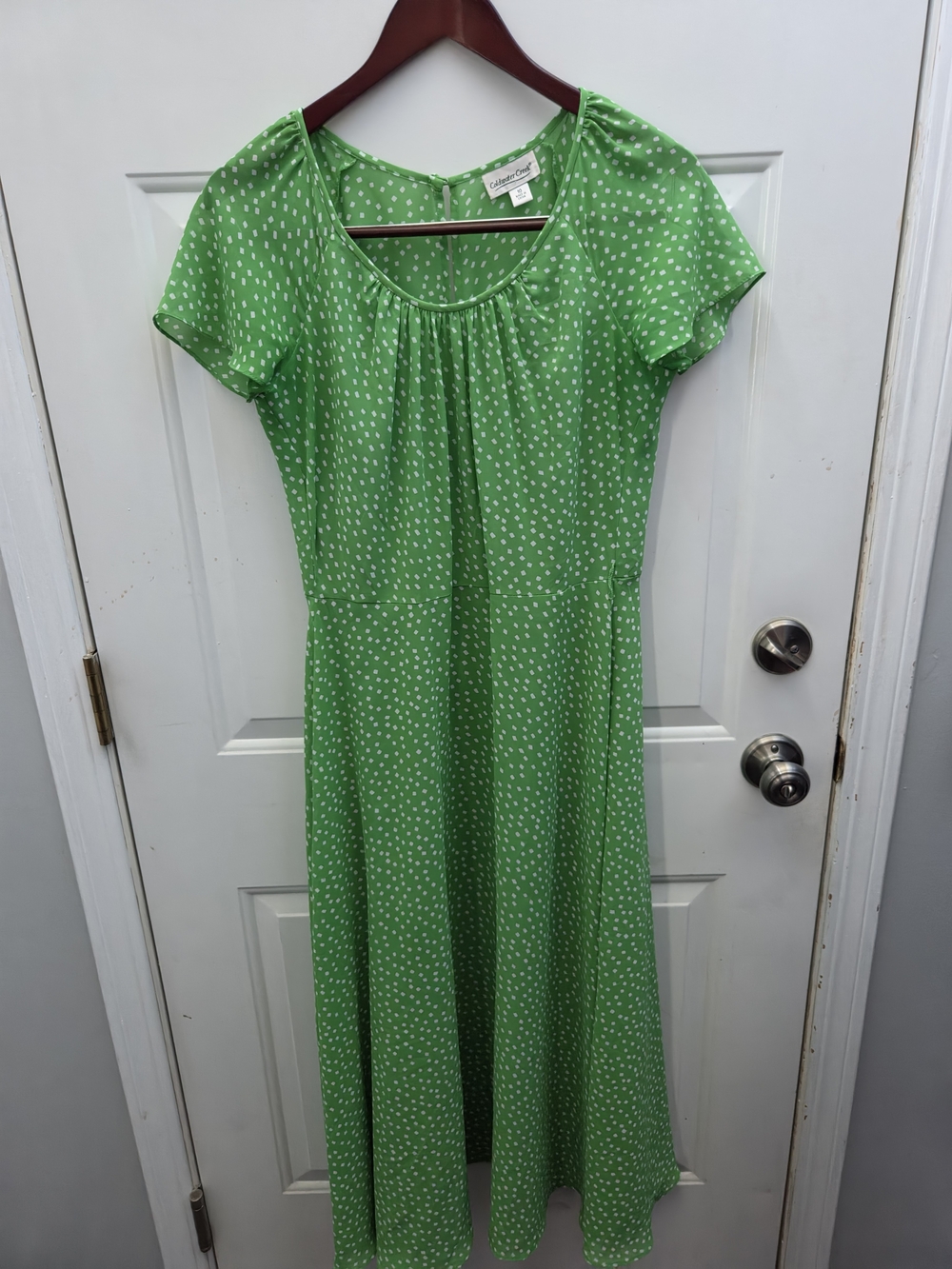 Coldwater Creek Green Polka Dot Maxi Dress